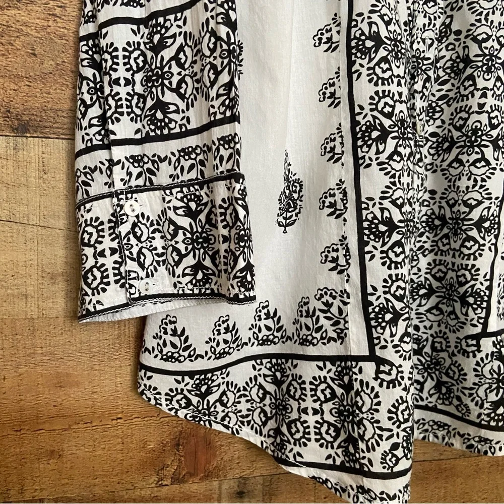 CINO ~ Sundance Blk/White Button Down Blouse - Picture 4 of 9